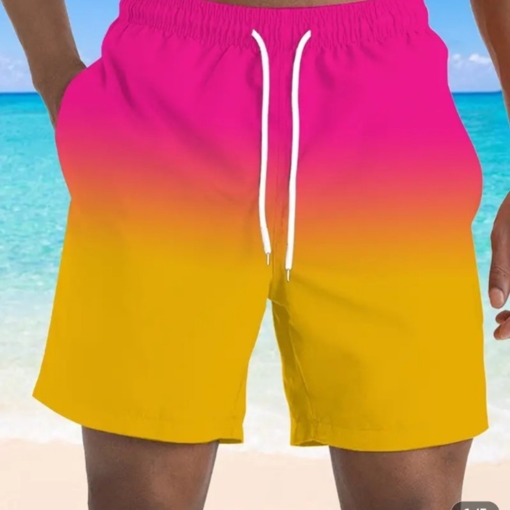 SHEIN Men's Vibrant Gradient Swim Trunks